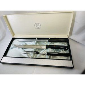 Ecko Flint Hollow Ground Cutlery Carving 3 pc Set Vanadium Steel USA Vintage